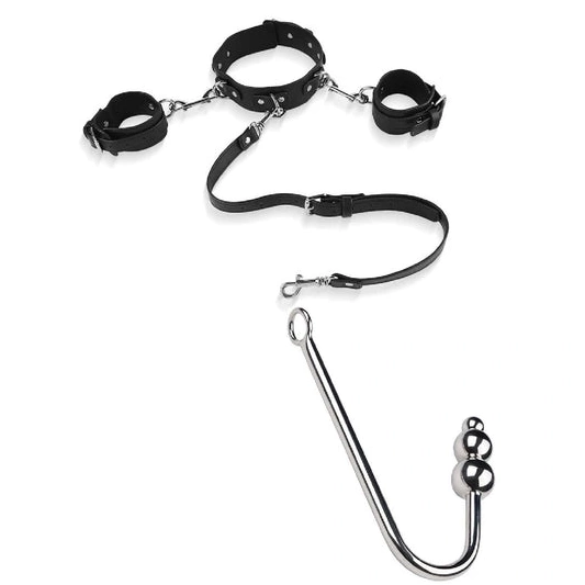 and Collar Cuffs with Anal Hook Beaded 5334 Elegant 0123